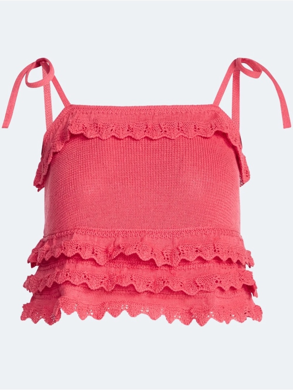 Scoop Pink Tie Ruffle Sweater Knit Tank Top Size M 8-10 NWT